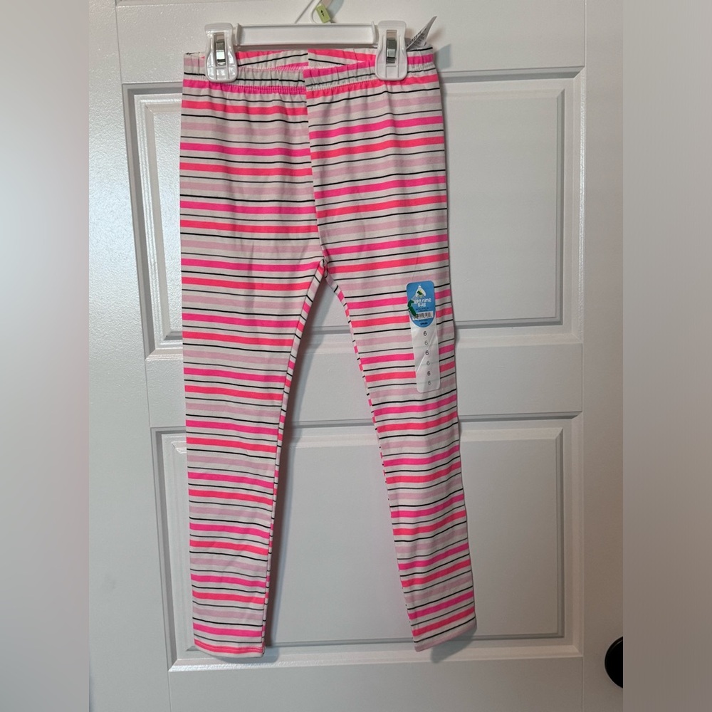 Lightening bug striped leggings girls size 6